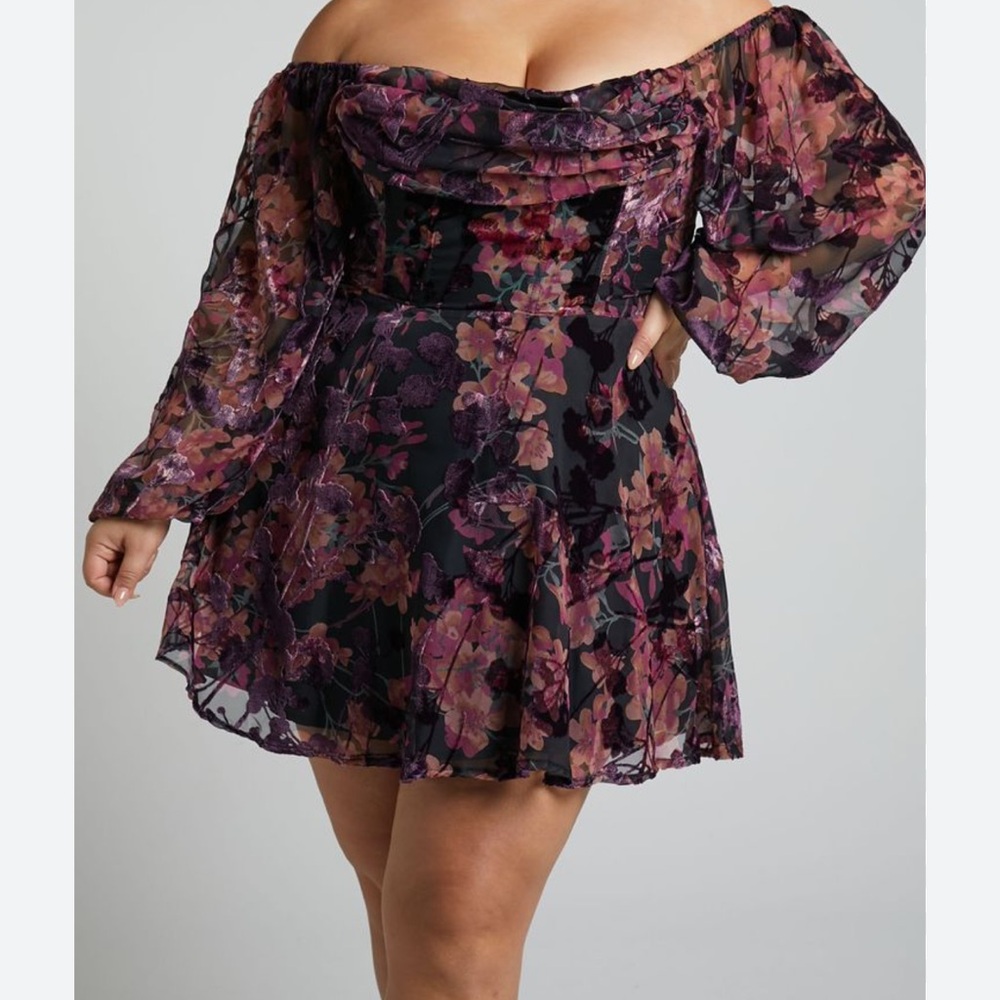 Showpo Jessell Long Sleeve Cowl Corset Mini Dress